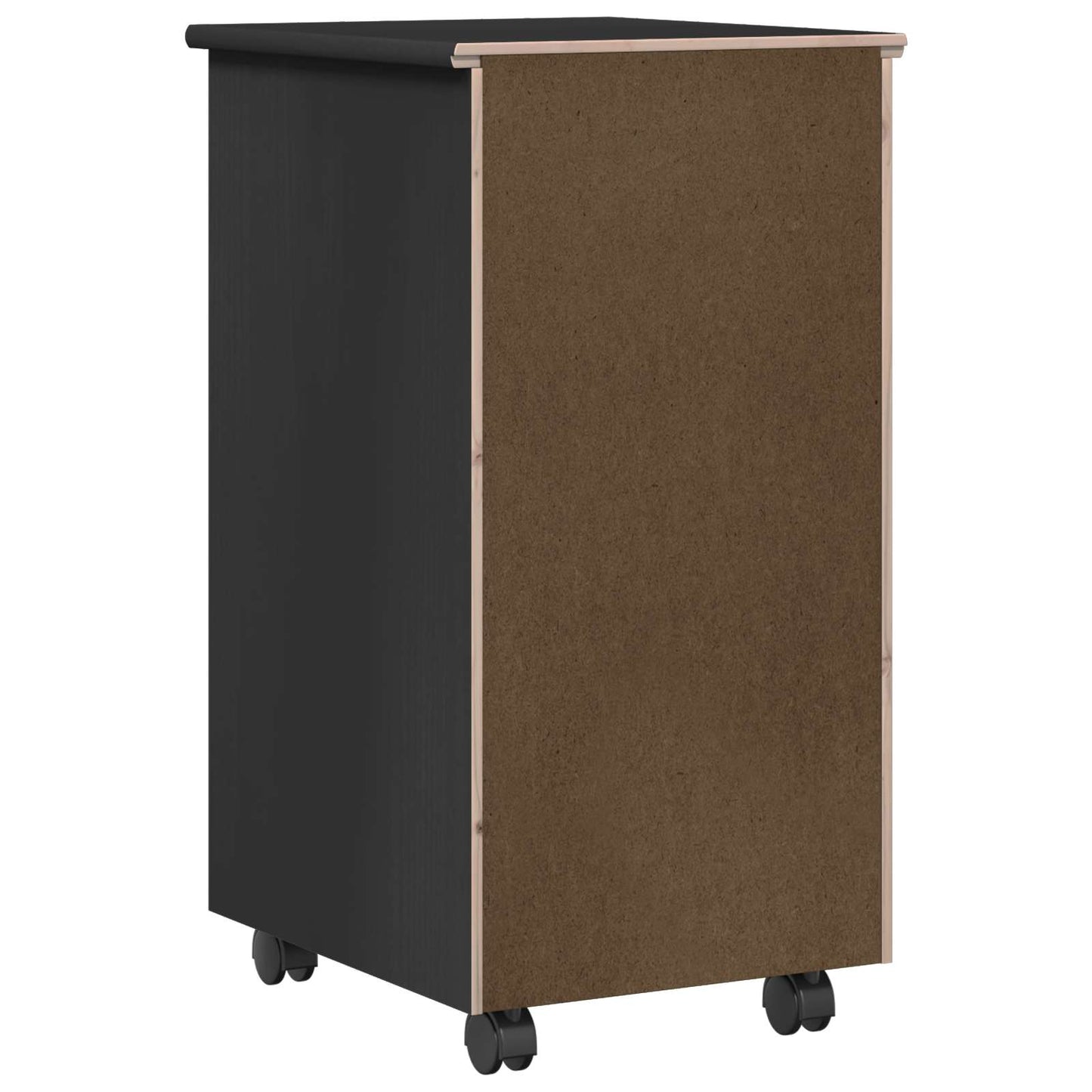 Mobile con Ruote Nero 34 x 39 x 65,5 cm Legno di Pino Massello | homemem39