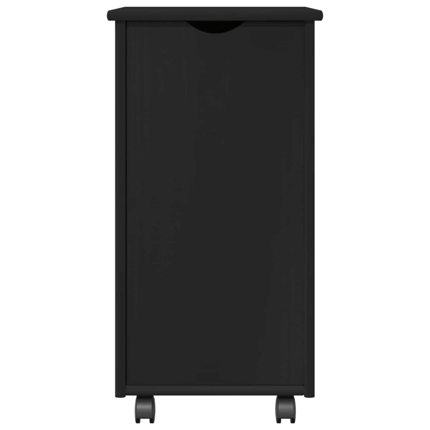 Mobile con Ruote Nero 34 x 39 x 65,5 cm Legno di Pino Massello