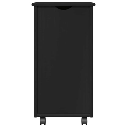 Mobile con Ruote Nero 34 x 39 x 65,5 cm Legno di Pino Massello