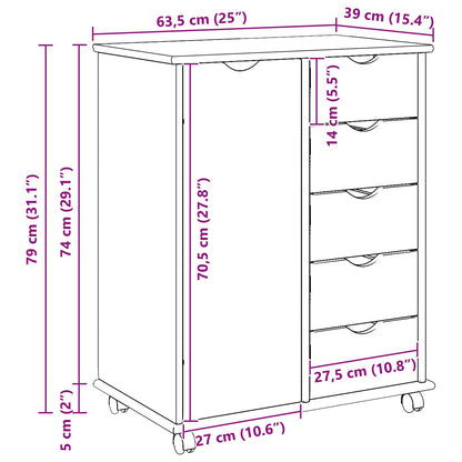 Mobile con Ruote con ruota Bianco 63,5 x 39 x 79 cm | homemem39