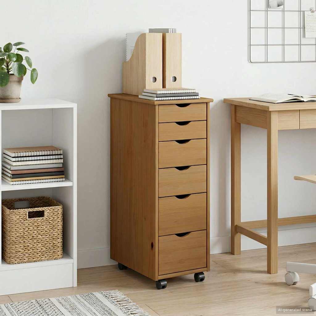 Mobile con Ruote con ruota Marrone miele 34 x 39 x 93,5 cm | homemem39