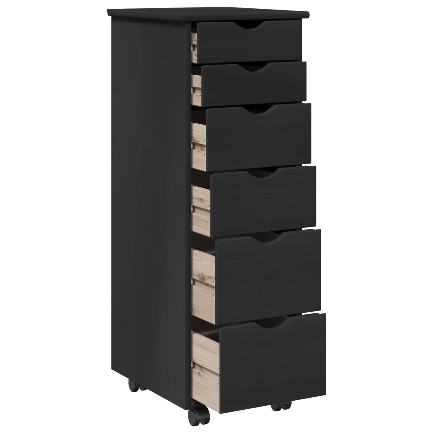 Mobile con Ruote Nero 34 x 39 x 93,5 cm Legno di Pino Massello | homemem39