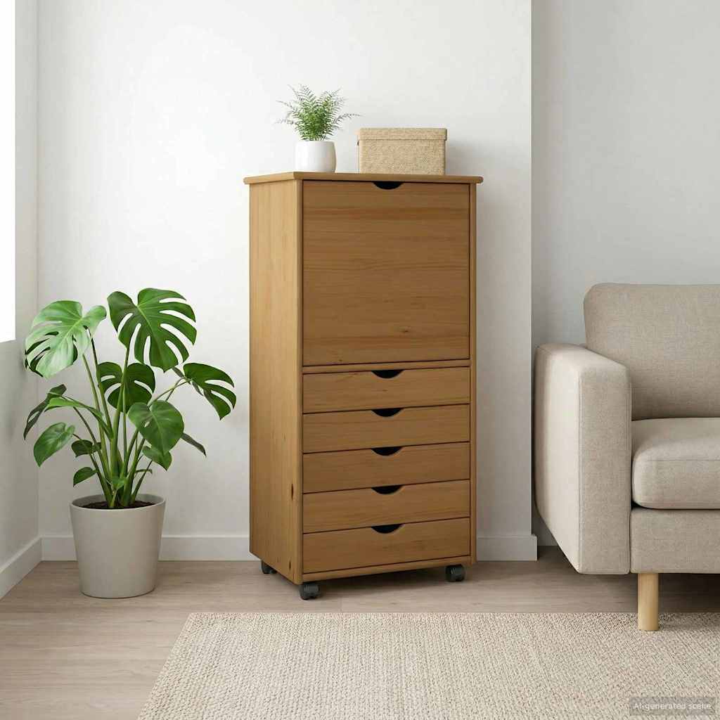 Mobile con Ruote con ruota Marrone miele 53 x 39 x 103 cm | homemem39