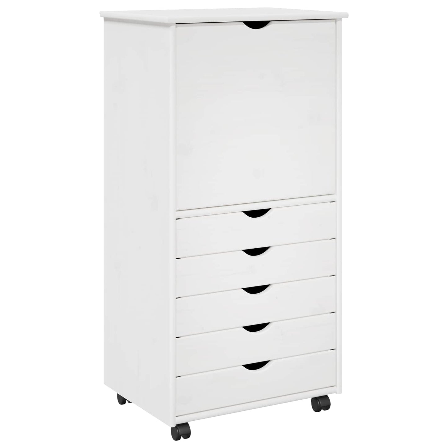 Mobile con Ruote Bianco 53 x 39 x 103 cm Legno di Pino Massello