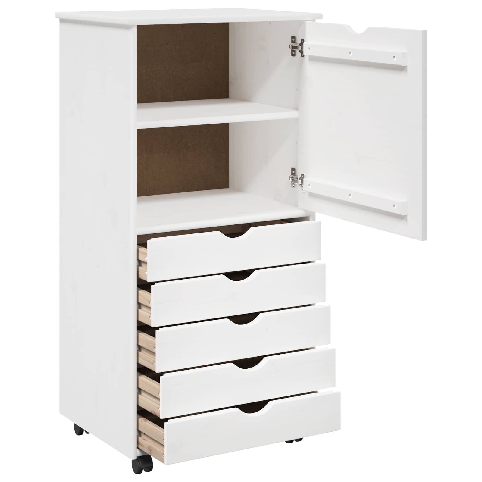 Mobile con Ruote Bianco 53 x 39 x 103 cm Legno di Pino Massello | homemem39
