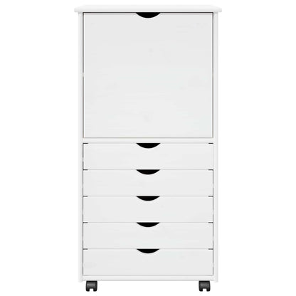 Mobile con Ruote Bianco 53 x 39 x 103 cm Legno di Pino Massello | homemem39