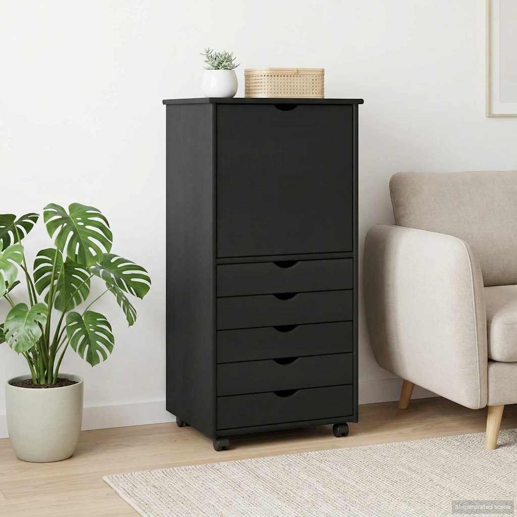 Mobile con Ruote Grigio 53 x 39 x 103 cm Legno di Pino Massello | homemem39