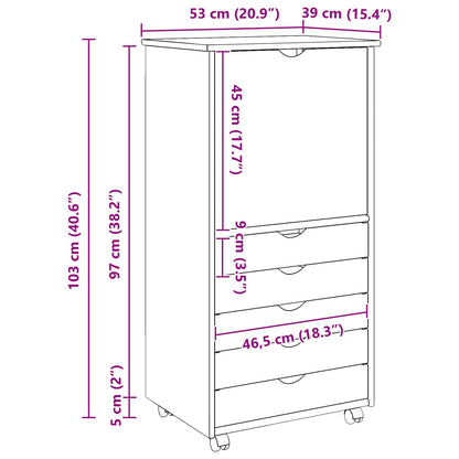 Mobile con Ruote Grigio 53 x 39 x 103 cm Legno di Pino Massello | homemem39