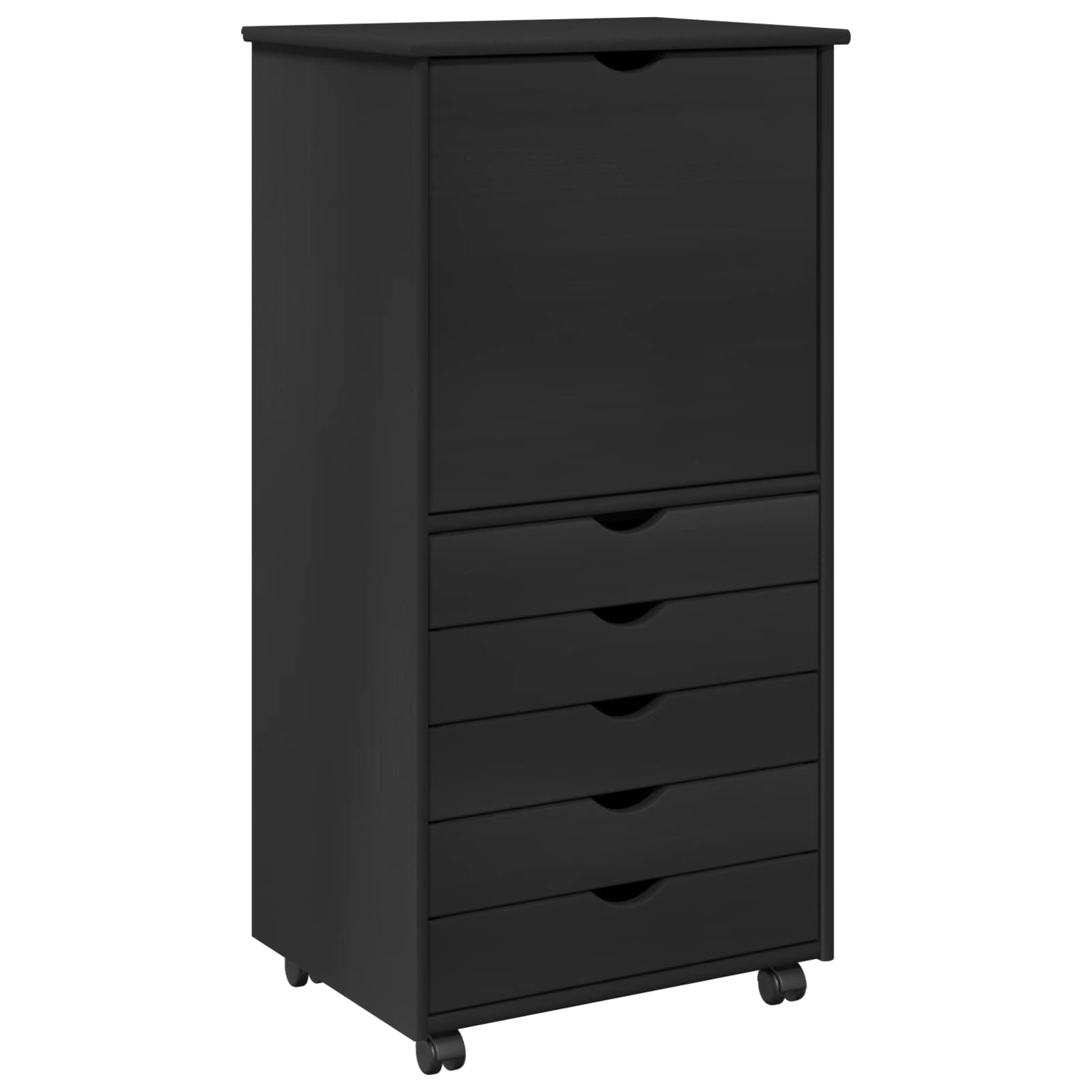 Mobile con Ruote Nero 53 x 39 x 103 cm Legno di Pino Massello | homemem39