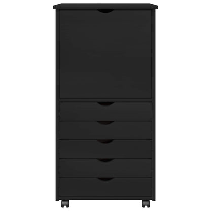 Mobile con Ruote Nero 53 x 39 x 103 cm Legno di Pino Massello | homemem39