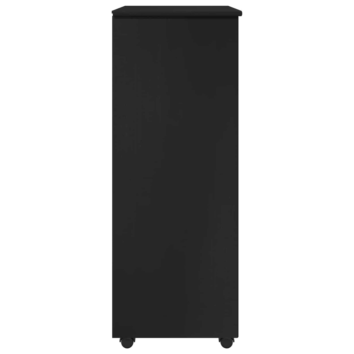 Mobile con Ruote Nero 53 x 39 x 103 cm Legno di Pino Massello