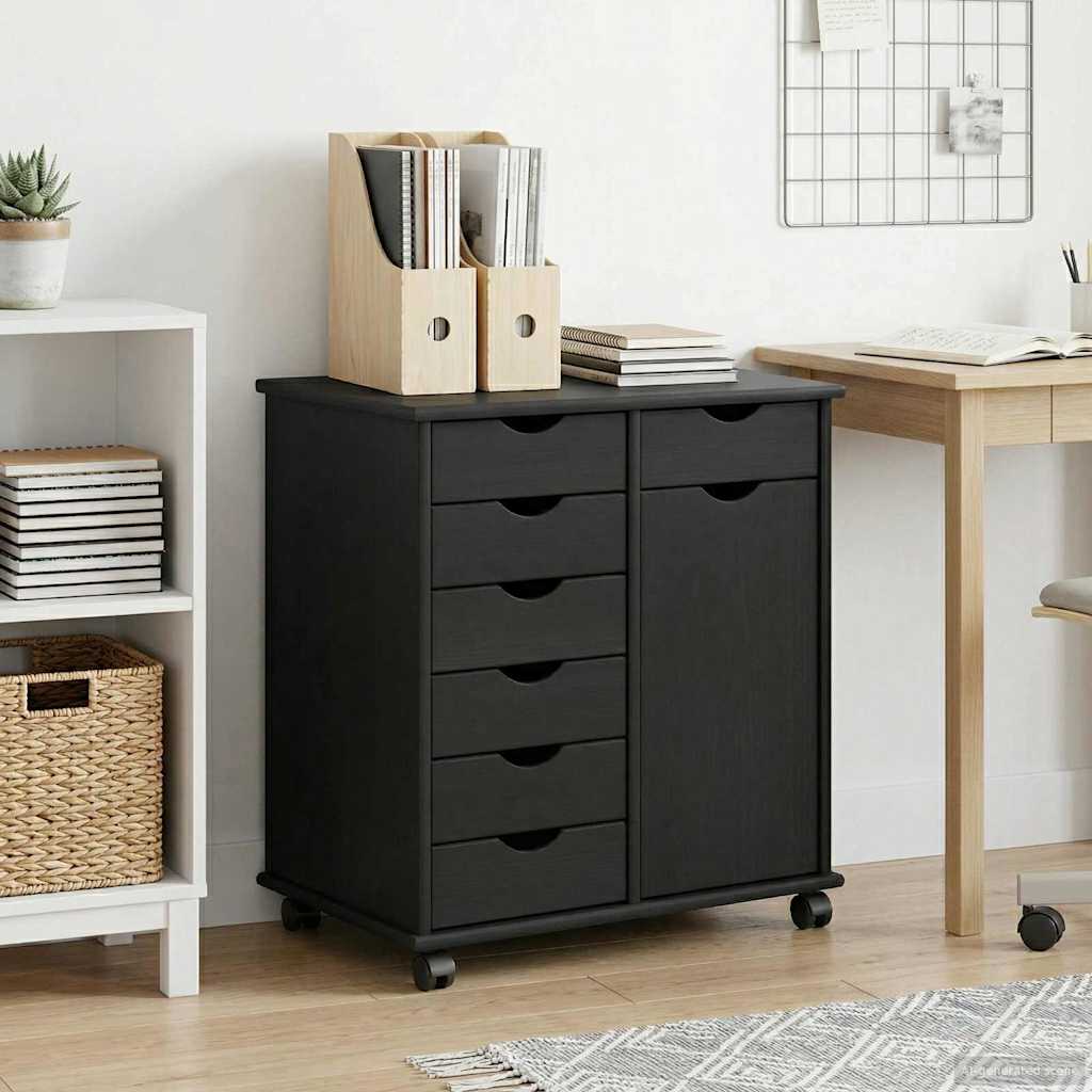 Mobile con Ruote con ruota Nero 63,5 x 39 x 65,5 cm