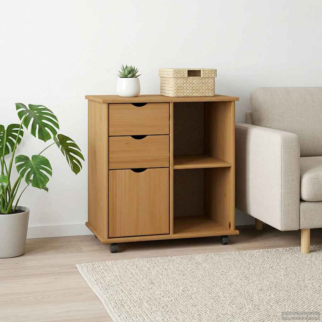 Mobile con Ruote con ruota Marrone miele 63,5 x 39 x 65,5 cm