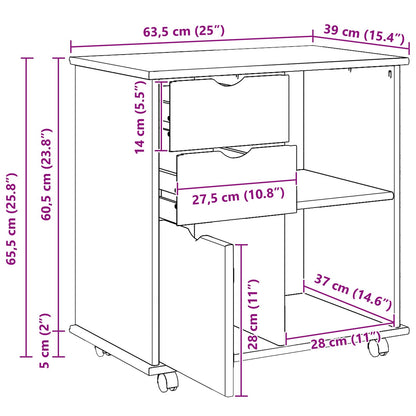Mobile con Ruote con ruota Marrone miele 63,5 x 39 x 65,5 cm | homemem39