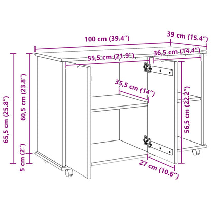 Mobile con Ruote con ruota Grigio 100 x 39 x 65,5 cm | homemem39