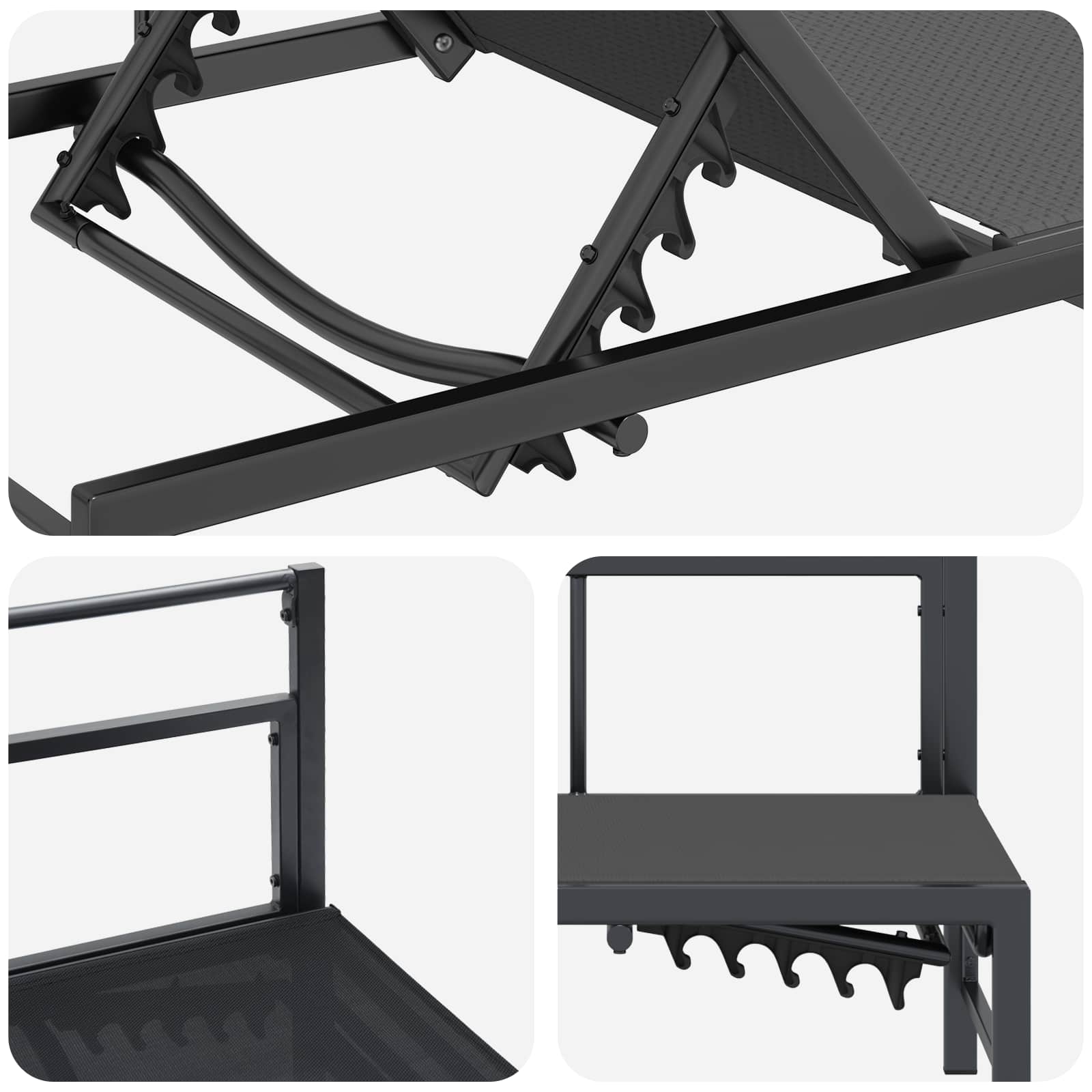 Lettino da sole Nero 200 x 62 x 59,5 cm Textilene | homemem39