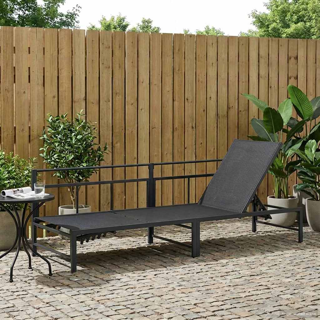 Lettino da sole Nero 200 x 62 x 59,5 cm Textilene