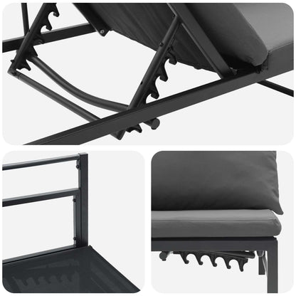 Lettino Sole per 3 Persone Nero 200 x 62 x 59,5 cm Textilene | homemem39