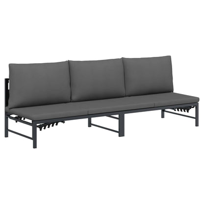 Lettino Sole per 3 Persone Nero 200 x 62 x 59,5 cm Textilene | homemem39