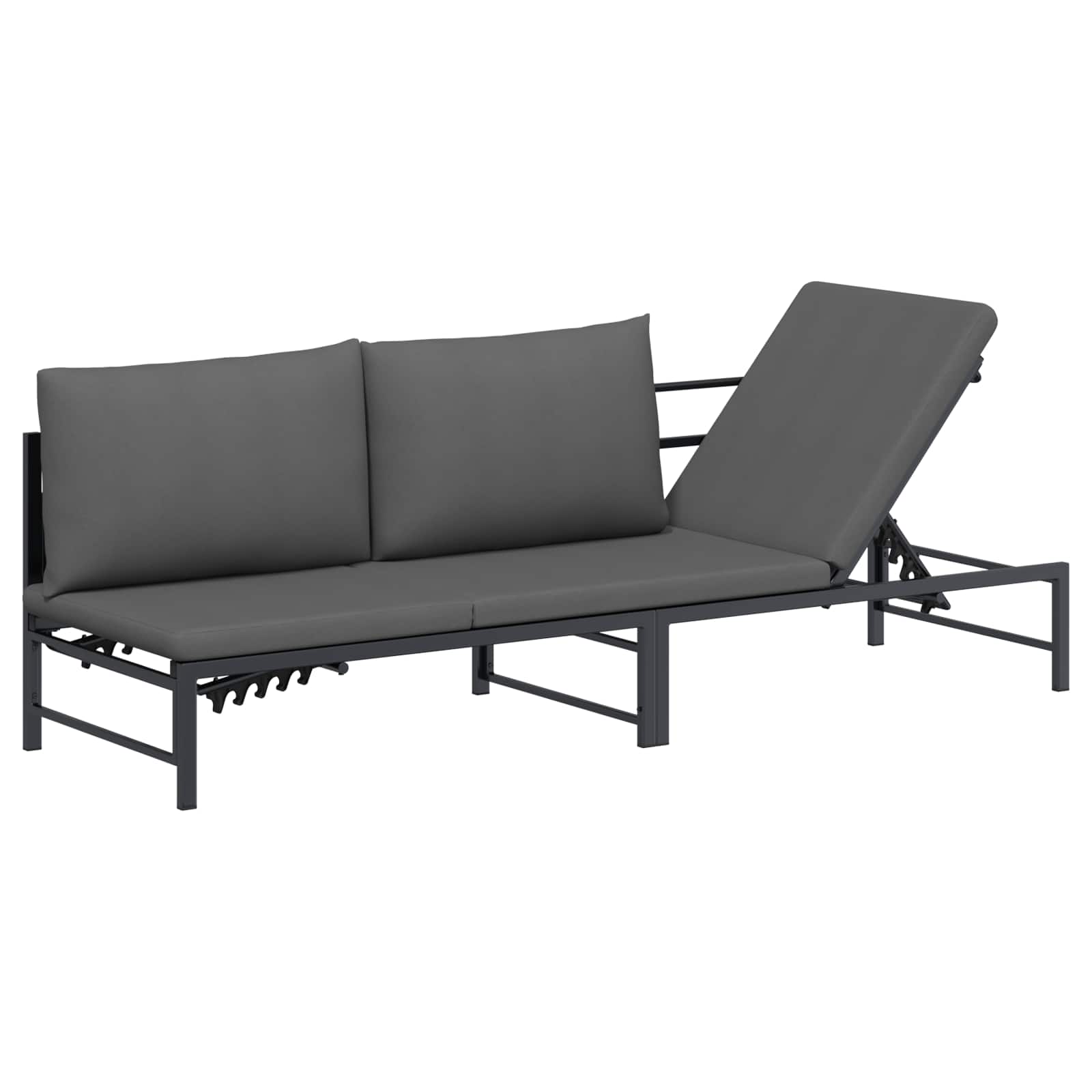 Lettino Sole per 3 Persone Nero 200 x 62 x 59,5 cm Textilene | homemem39