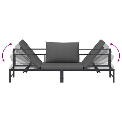 Lettino Sole per 3 Persone Nero 200 x 62 x 59,5 cm Textilene | homemem39