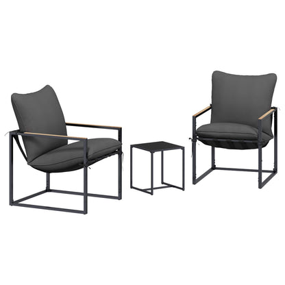 Set Divano da Giardino 3 pcs Nero e antracite Acciaio | homemem39