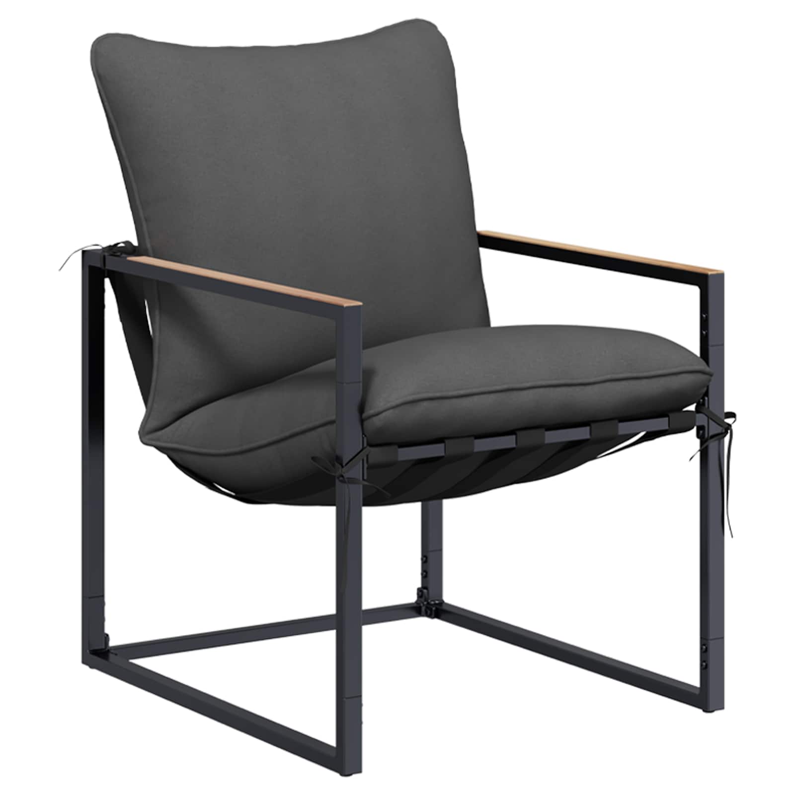 Set Divano da Giardino 3 pcs Nero e antracite Acciaio | homemem39