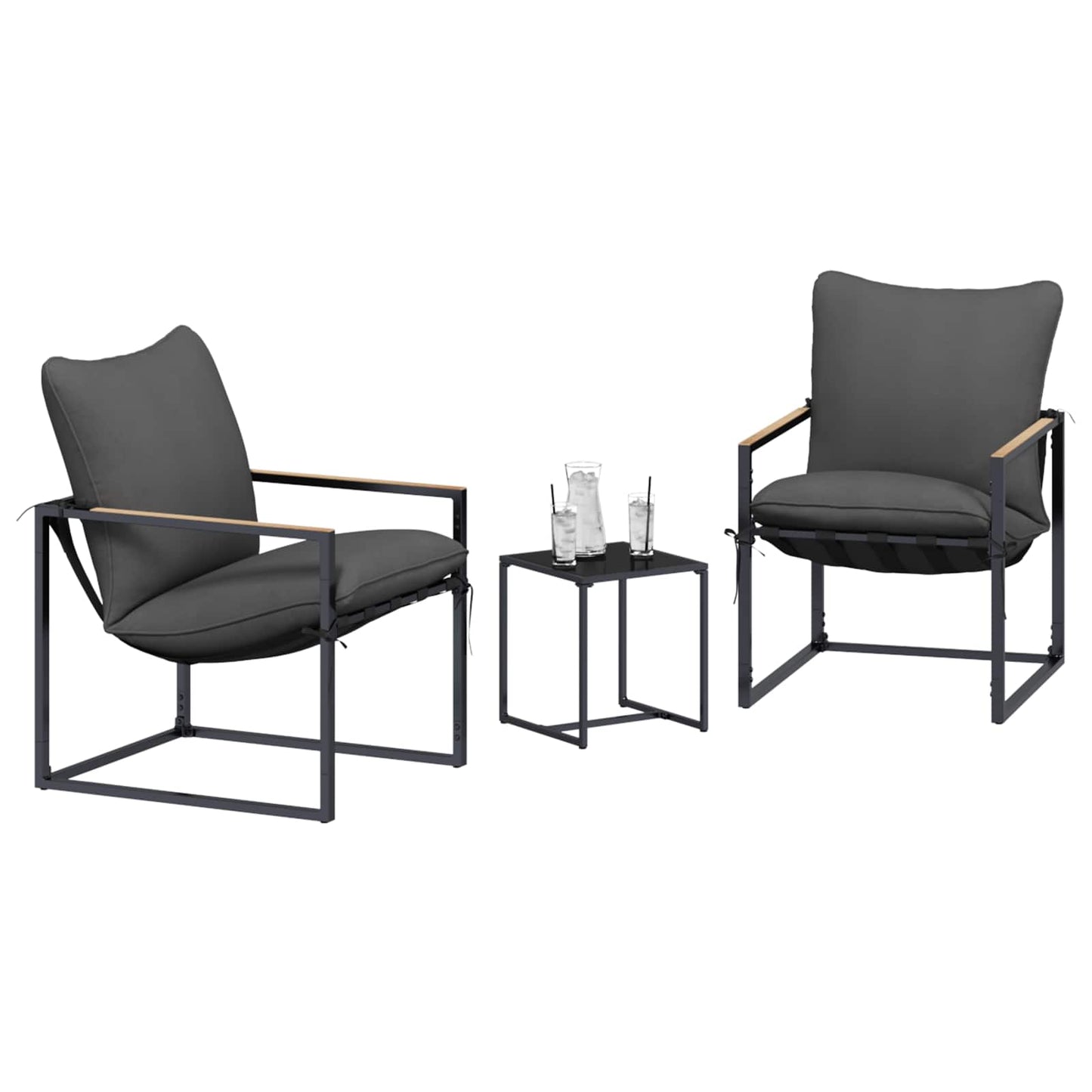 Set Divano da Giardino 3 pcs Nero e antracite Acciaio | homemem39