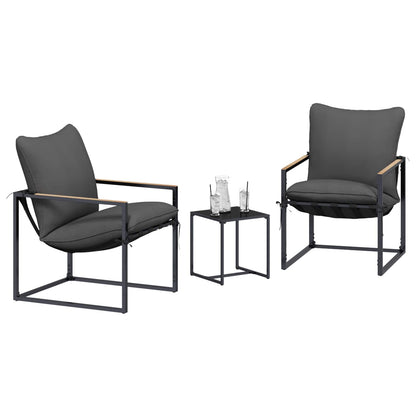 Set Divano da Giardino 3 pcs Nero e antracite Acciaio | homemem39