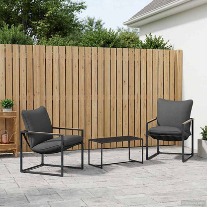 Set Divano da Giardino 3 pcs Nero e antracite Acciaio | homemem39
