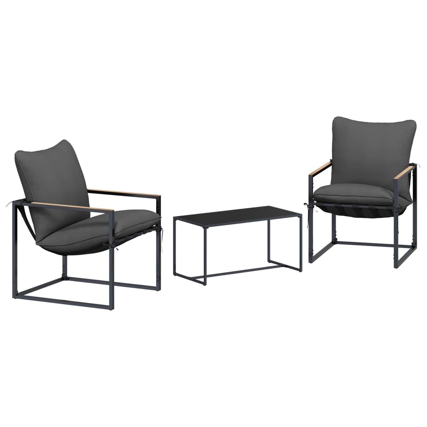 Set Divano da Giardino 3 pcs Nero e antracite Acciaio | homemem39