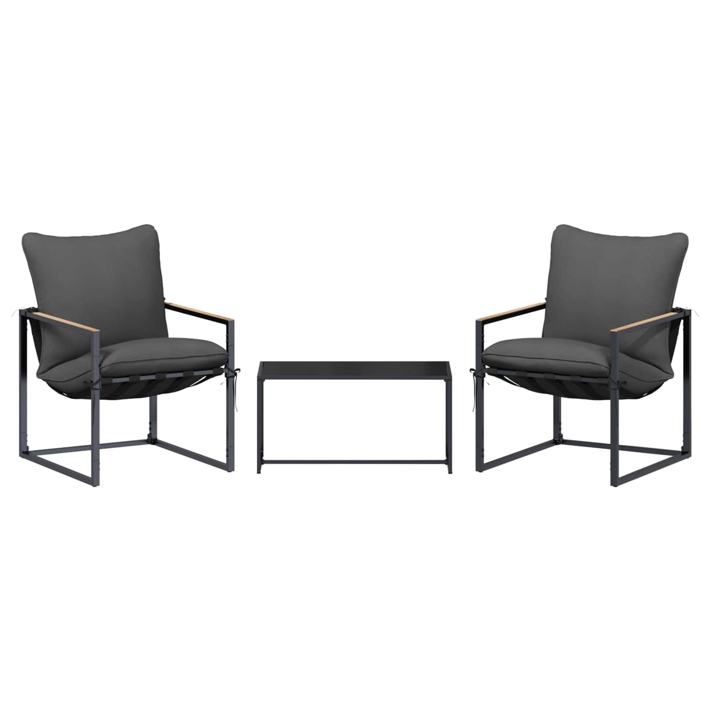 Set Divano da Giardino 3 pcs Nero e antracite Acciaio | homemem39
