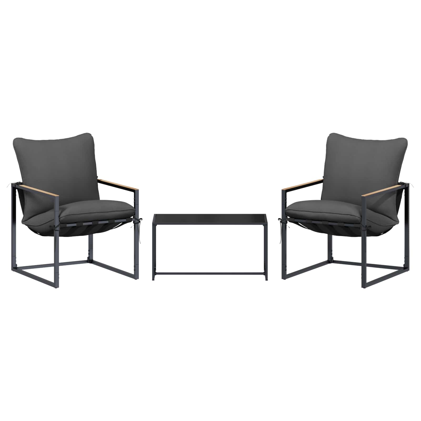 Set Divano da Giardino 3 pcs Nero e antracite Acciaio | homemem39