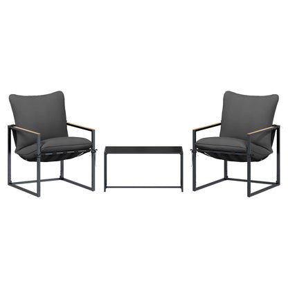 Set Divano da Giardino 3 pcs Nero e antracite Acciaio | homemem39