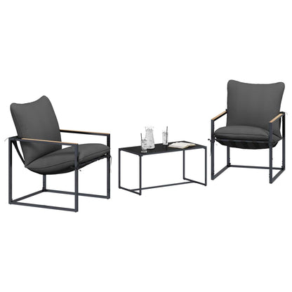 Set Divano da Giardino 3 pcs Nero e antracite Acciaio | homemem39