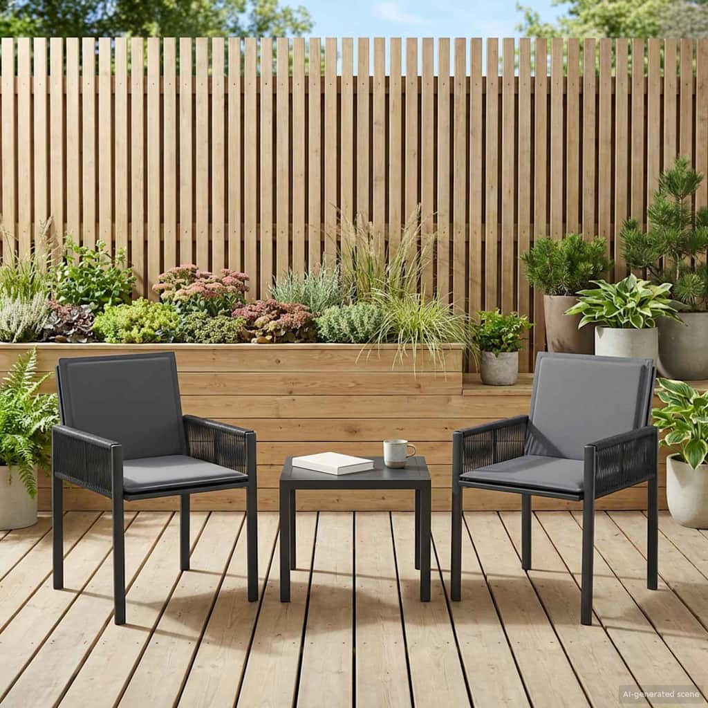 Sedie da giardino 6 pcs Nero e Grigio scuro polyrattan | homemem39