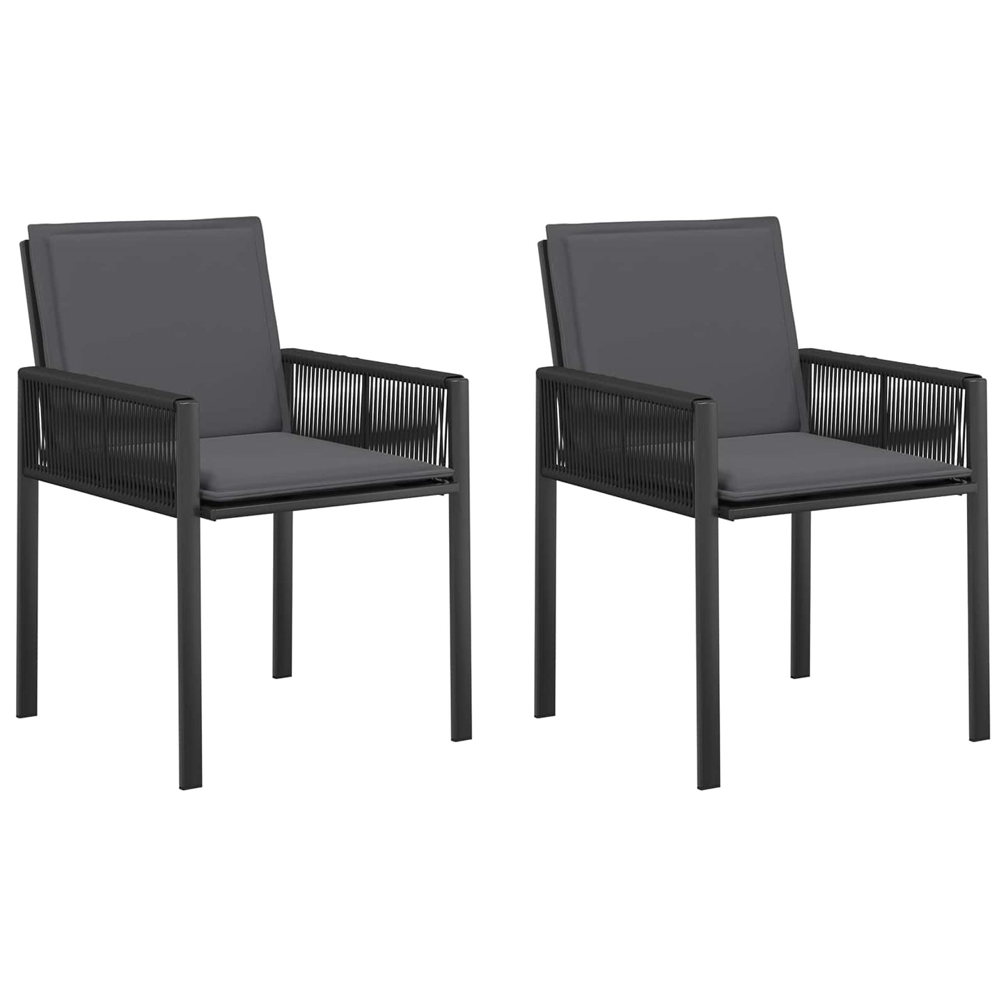 Sedie da giardino 6 pcs Nero e Grigio scuro polyrattan | homemem39