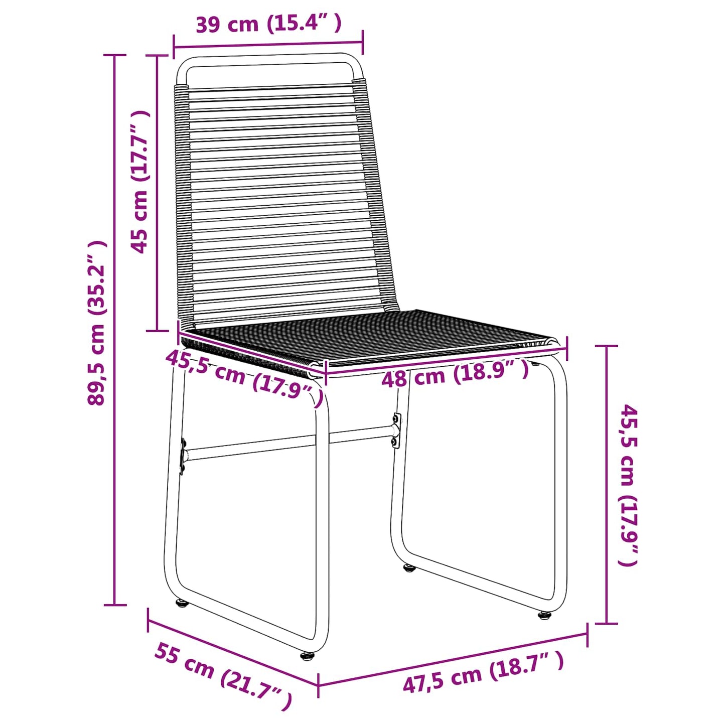 Sedie da giardino 2 pcs Nero 48 x 55 x 89,5 cm Rattan | homemem39
