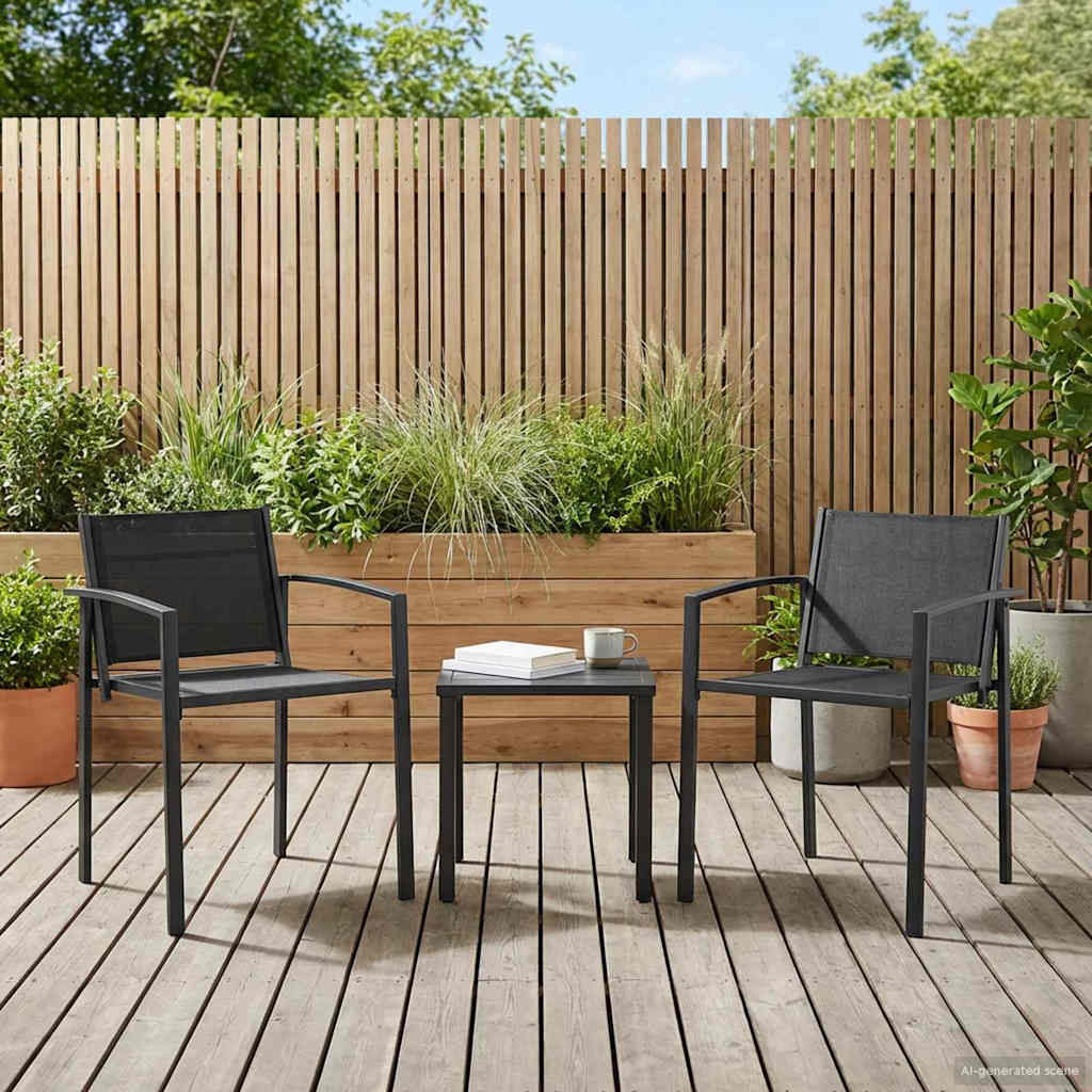 Sedie da giardino 2 pcs Nero e antracite 53,5 x 59 x 77 cm | homemem39