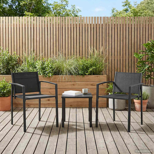 Sedie da giardino 2 pcs Nero e antracite 53,5 x 59 x 77 cm | homemem39