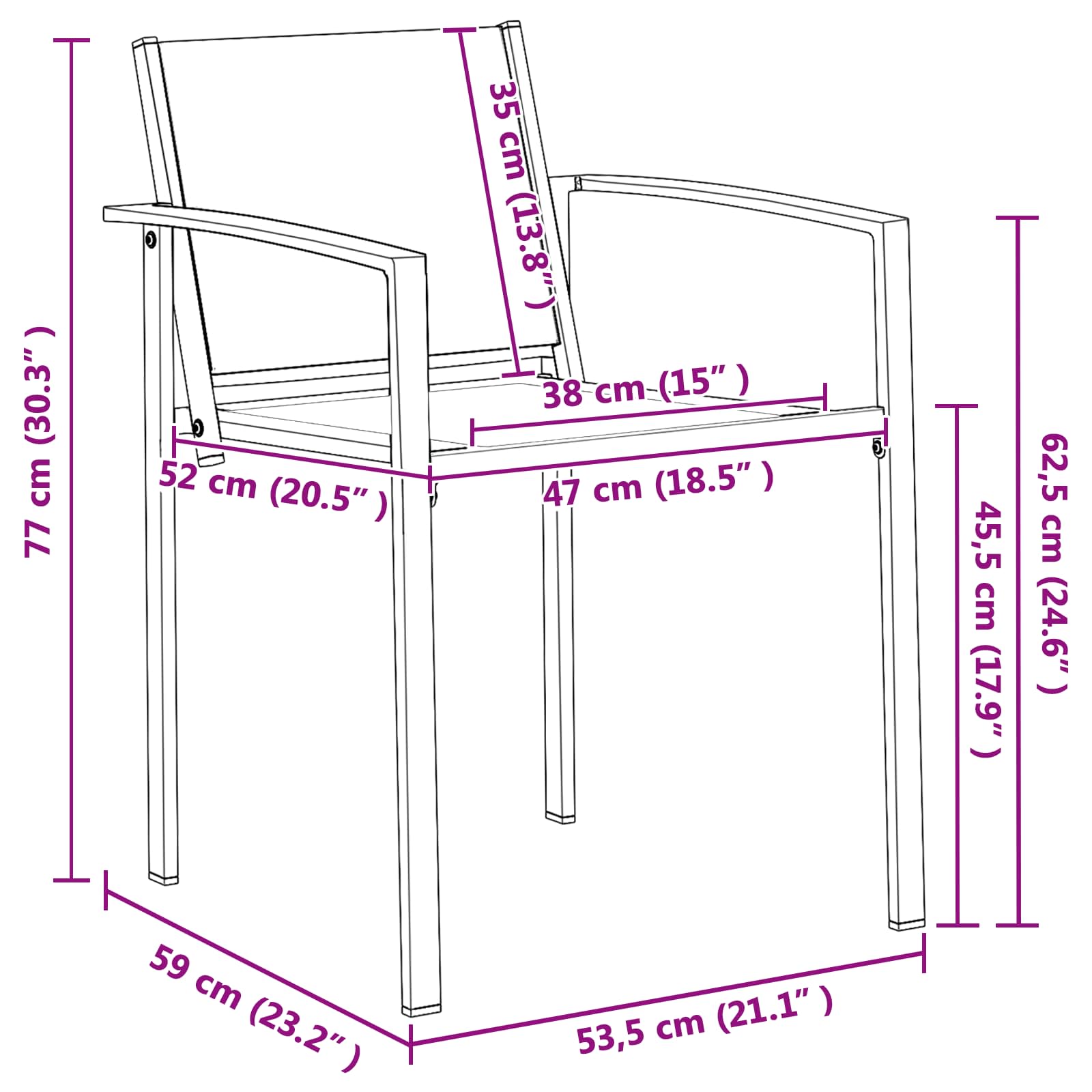 Sedie da giardino 2 pcs Nero e antracite 53,5 x 59 x 77 cm | homemem39