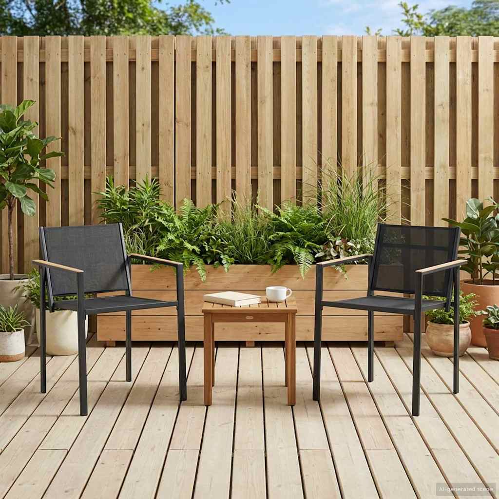 Sedie da giardino 2 pcs Nero e antracite 53,5 x 59 x 77 cm