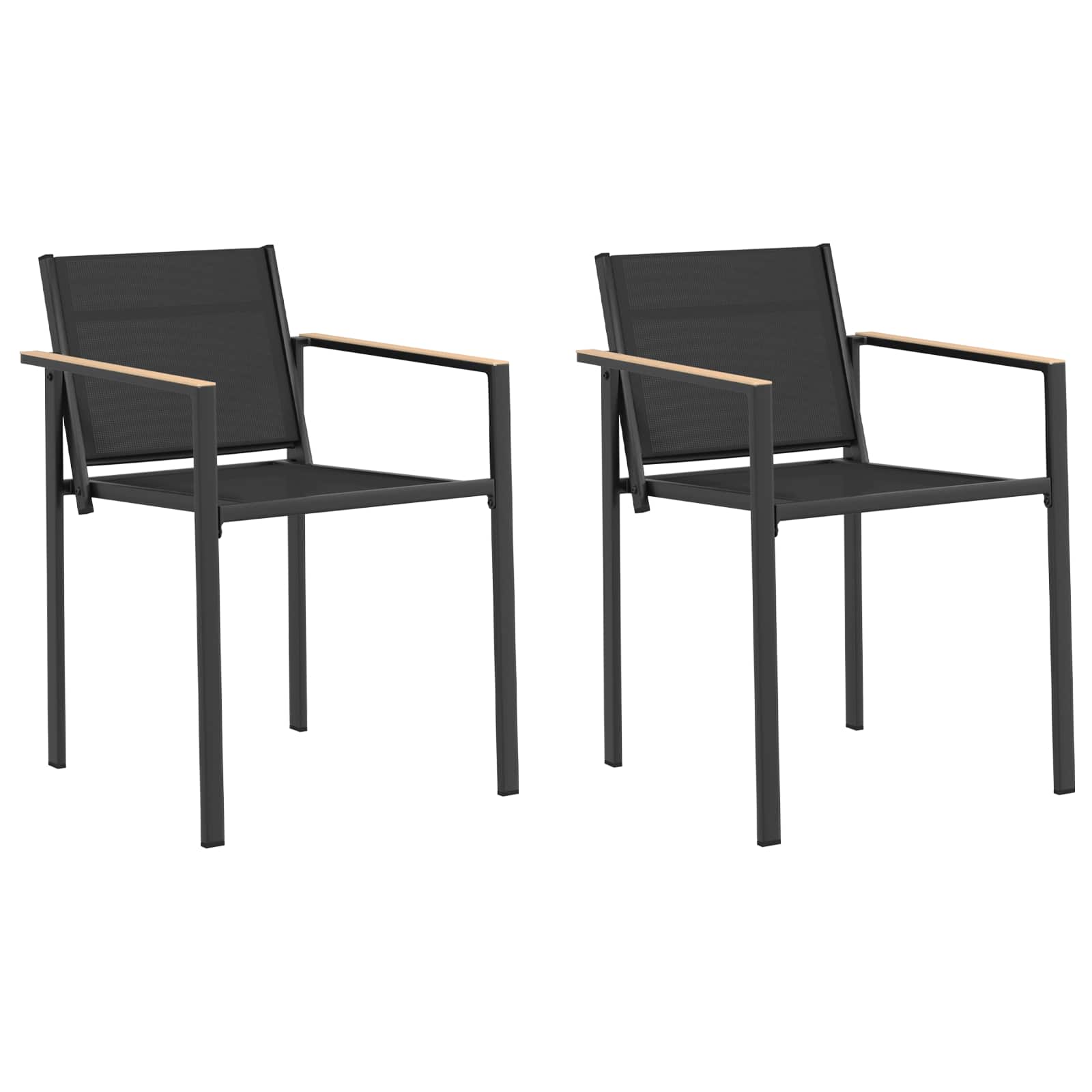 Sedie da giardino 2 pcs Nero e antracite 53,5 x 59 x 77 cm | homemem39