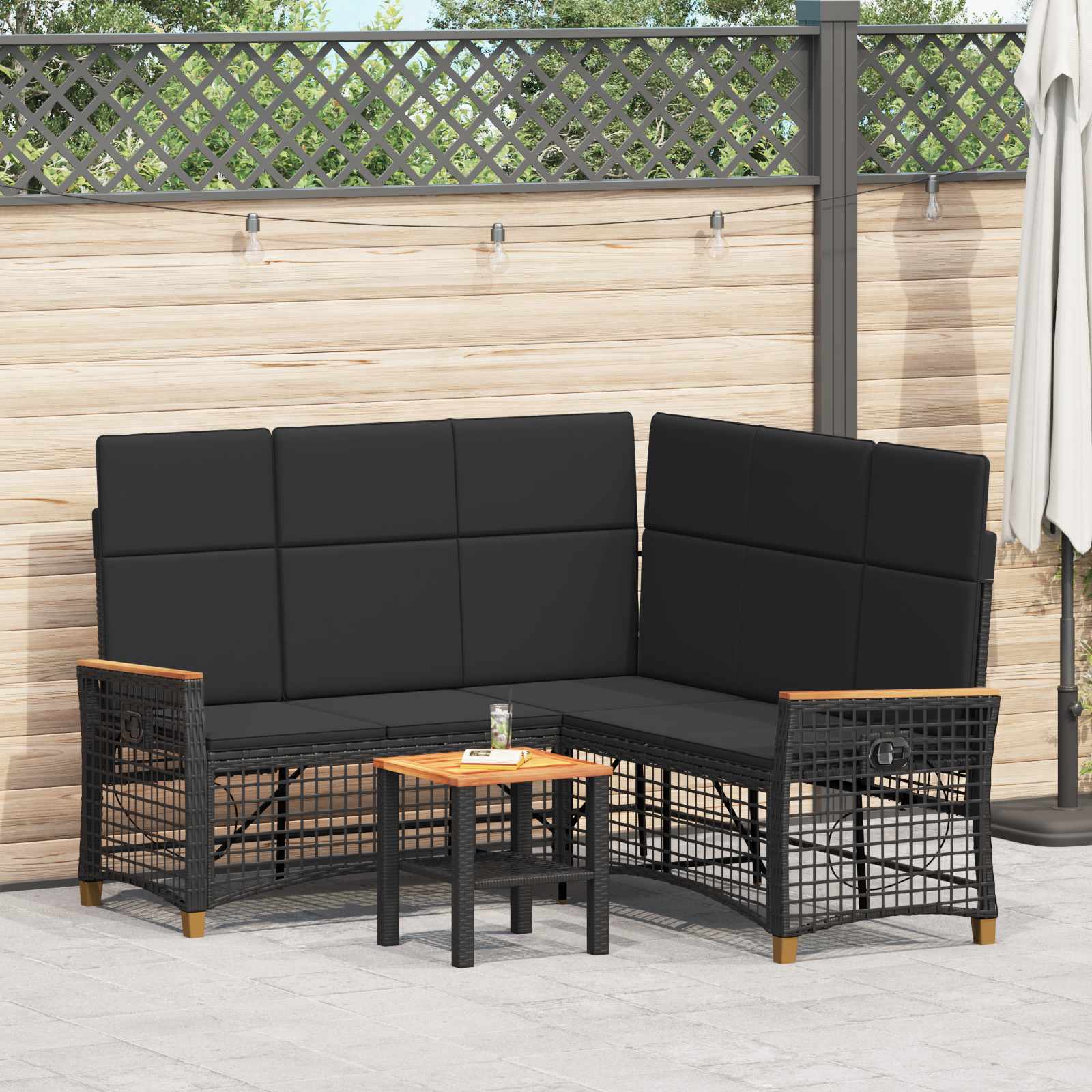 Set di Divani Recliner da Giardino Nero 164 x 164 x 112 cm | homemem39