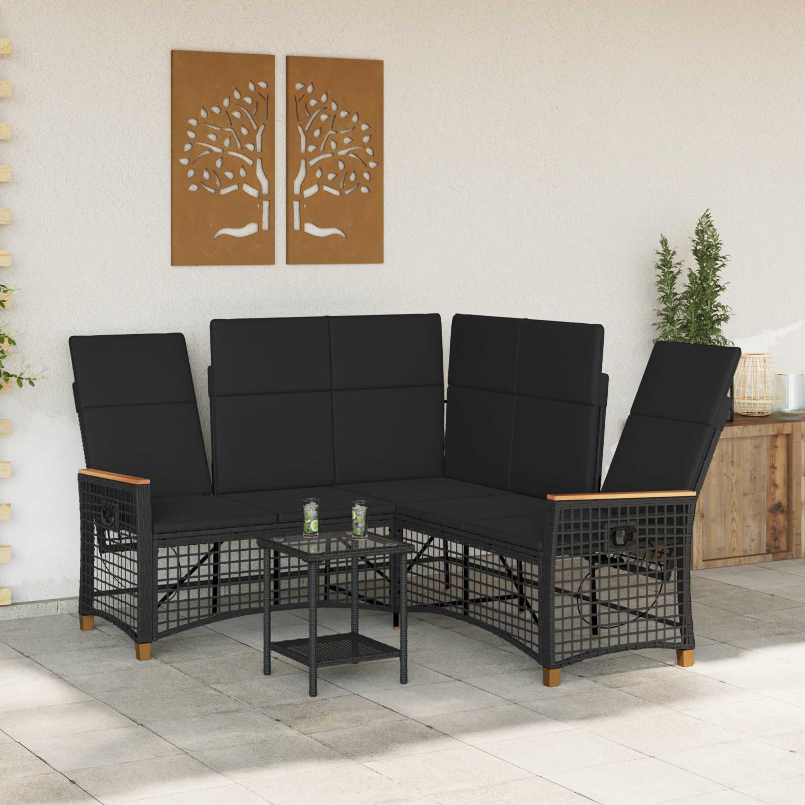 Set di Divani Recliner da Giardino Nero 164 x 164 x 112 cm | homemem39