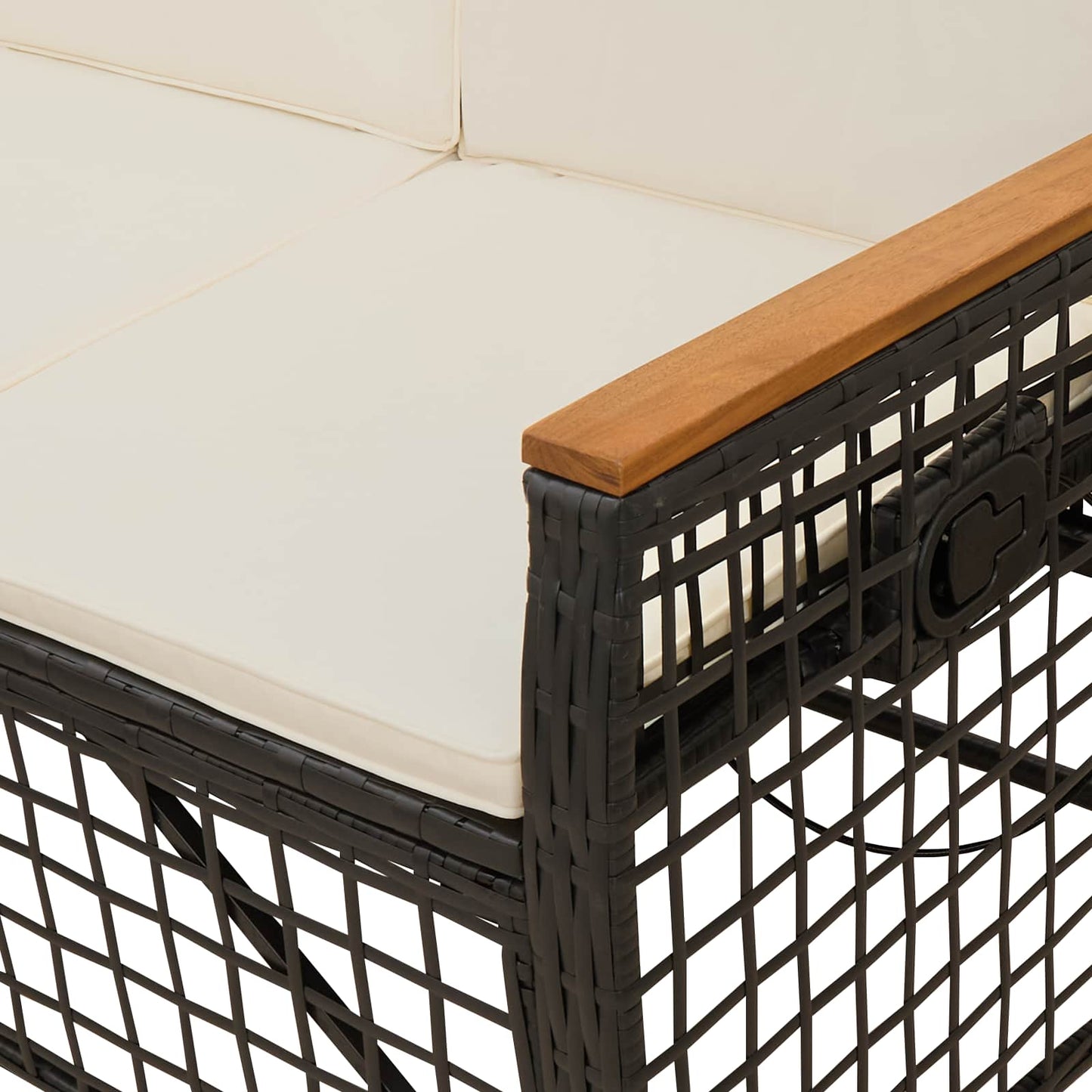 Set di Divani Recliner da Giardino Nero e Bianco Crema | homemem39