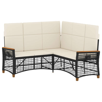 Set di Divani Recliner da Giardino Nero e Bianco Crema | homemem39