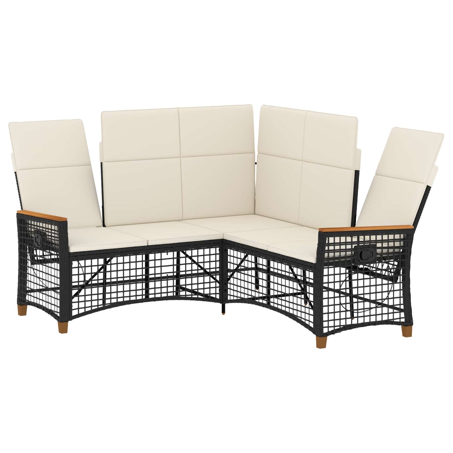 Set di Divani Recliner da Giardino Nero e Bianco Crema | homemem39