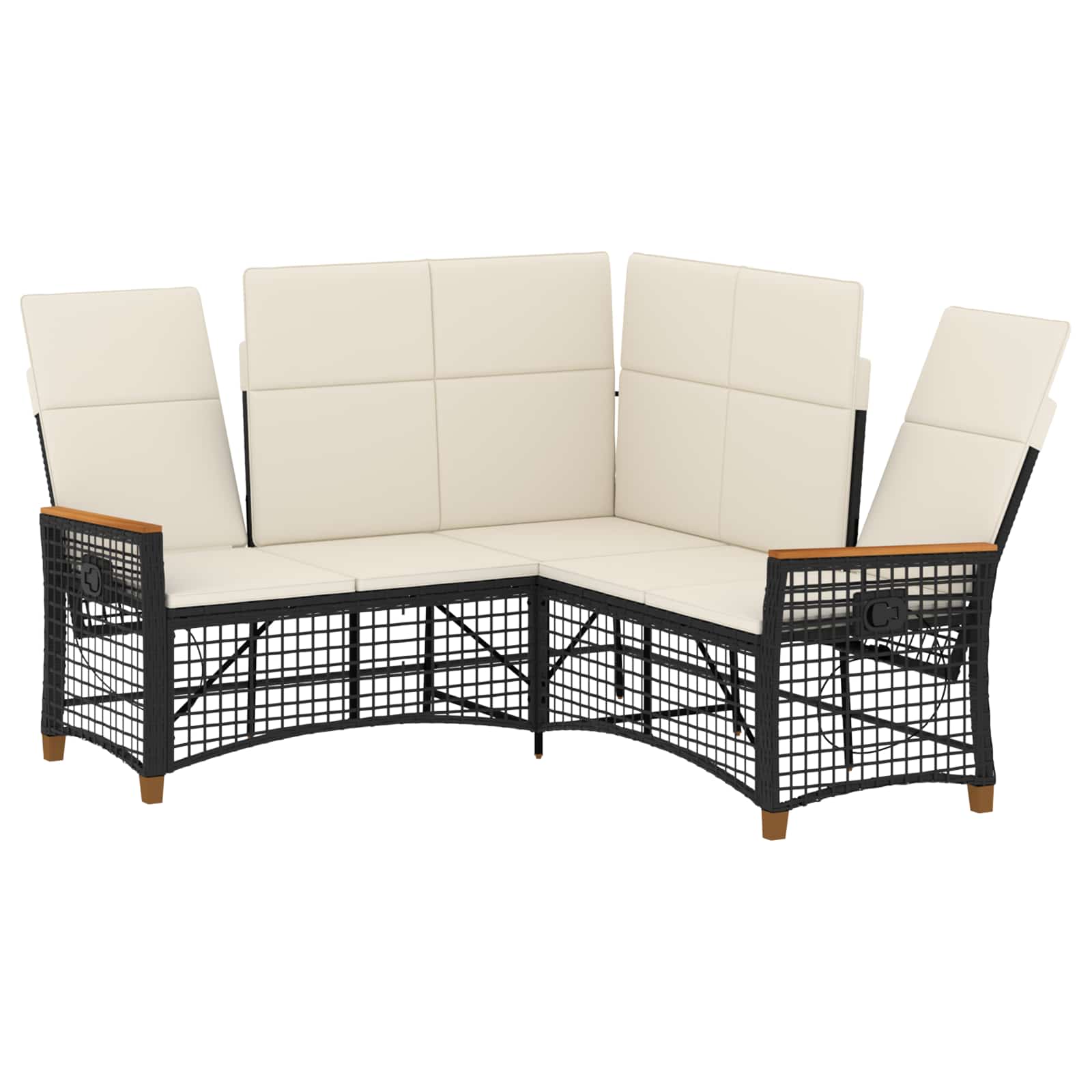 Set di Divani Recliner da Giardino Nero e Bianco Crema | homemem39