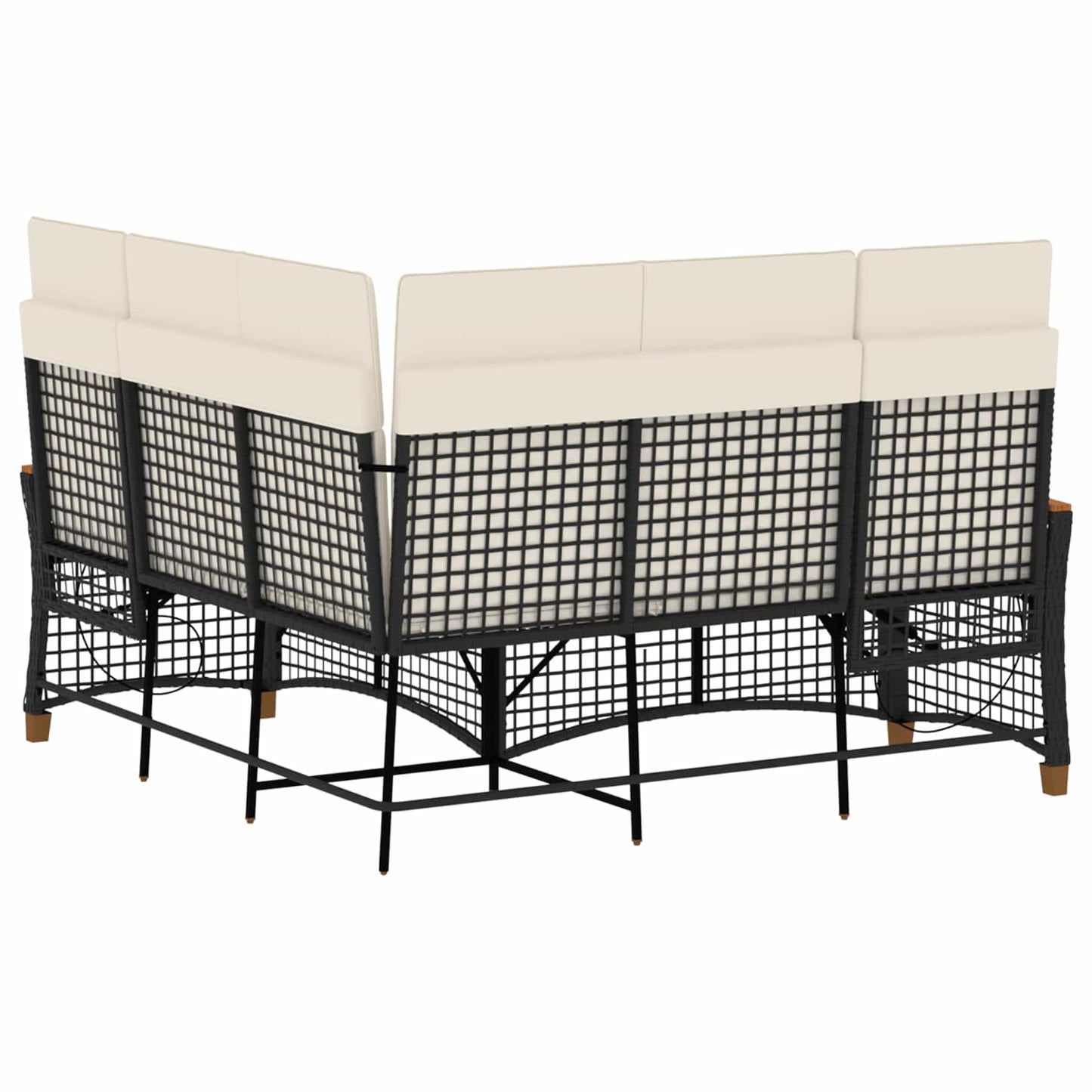 Set di Divani Recliner da Giardino Nero e Bianco Crema | homemem39